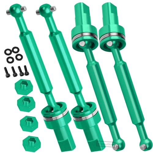 RC Driveshafts Axles Upgrades Part for 1/18 LaTrax Teton,LaTrax Desert Prerunner,7075 Aluminum Front Rear Drive Shafts CVD w/6061 Hex Hops Up,4PCS,Replace #7650,Green - color: Green(4pcs)