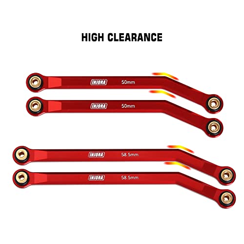 INJORA Aluminum 4 Link Set for SCX24 C10 JLU Bronco Base Camp 4Runner, Red - color: Red