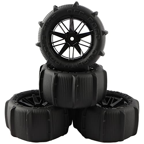 4 Pieces RC 1:16 Paddles Buggy Tires Hex 12mm Wheels for Snow Sand H16BM 16889 16890 16890A H16GT H16DR HB17 H16E 144001 144002 124016 Master Off Road Car(4 PCS) - color: 4pcs, size: 1:16