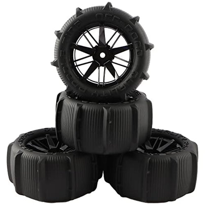 4 Pieces RC 1:16 Paddles Buggy Tires Hex 12mm Wheels for Snow Sand H16BM 16889 16890 16890A H16GT H16DR HB17 H16E 144001 144002 124016 Master Off Road Car(4 PCS) - color: 4pcs, size: 1:16