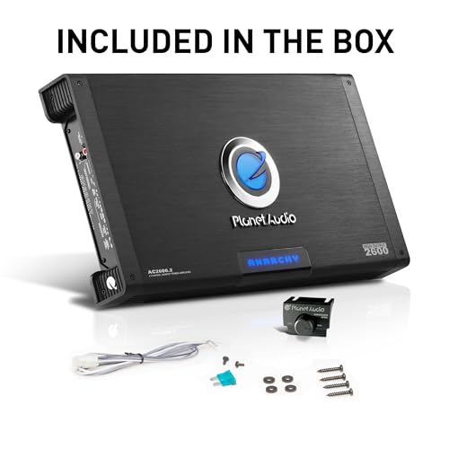 Planet Audio AC2600.2 Anarchy Series 2 Channel Class A/B Car Amplifier - 2600 High Output, 2-8 Ohm Stable, High/Low Level Inputs, High/Low Pass Crossover, Full Range, Hook Up to Subwoofer for Bass