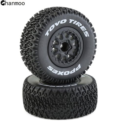 1/10 RC Short Course Truck Wheels and Tires with 12mm Hex 1:10 Scale Off Road Tyres for 1/10 RC Off-Road Car Traxxas TRX4 Slash Arrma Losi Tenacity Vkar 10sc Hpi RC Buggy Car 4PCS (A Tires) - color: A Tires