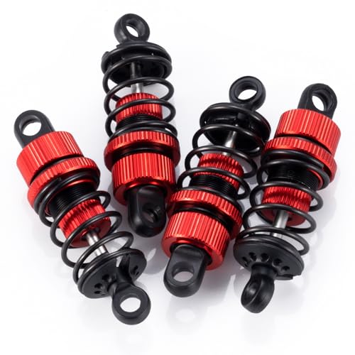 Aluminum RC Front & Rear Oil Filled Shock Absorber 50mm/52mm Adjustable Damper Set Compatible with Tamiya M03 M04 M05 M06 1:10 On Road Car Upgrades Replace Parts (Red, 52mm) - color: Red, size: 52mm