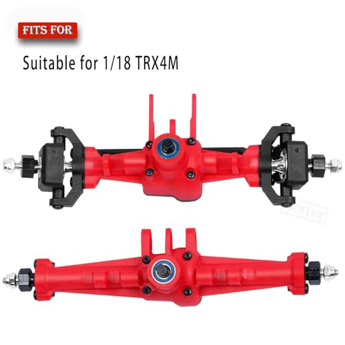Axles Front Rear Axle w/Steering Servo Mount Upgrades Part for 1/18 TRX4M,Complete Axles Front Rear Axle,Red - color: Red - Portal Axles