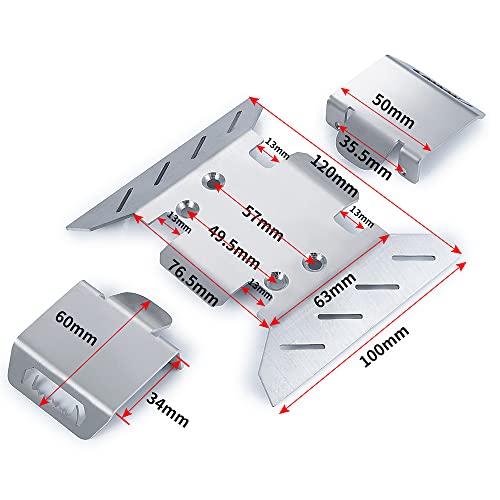 Stainless Steel Chassis Center Skid Plate Armor Guard for Axial SCX6 1/6 RC Crawler Car Upgrades