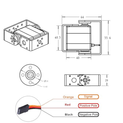 2Pcs 25KG Digital RC Servo RDS3225 Waterproof High Torque Full Metal Gear Dual Shafts Robot Servos with U Mounting Bracket for 1/8 1/10 RC Car Crawler Buggy DIY Robotic Projects 270 Degree