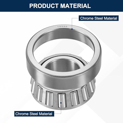 uxcell 15118 15250 Tapered Roller Bearing Cone and Cup Set, 1.1895" Bore x 2.50" OD x 0.8125" Thick, Chrome Steel Taper Bearing Set, ABEC-3 - size: 15118 15250