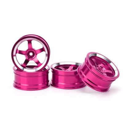 HERCHR RC Wheel Hub, 4Pcs Aluminum Alloy Wheel Rim Hub Accessory Parts for HSP94123 1/10 RC Drift Crawler Car - color: Pink