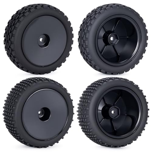 1/10 RC Buggy Tires 12mm Hex 4PCS for Serpent XRAY Tekno Yokomo Tamiya | Durable 1/10 off-road buggy tires & 12mm hex wheels.Upgrade Front and Rear Racing Tyres set.Great traction.