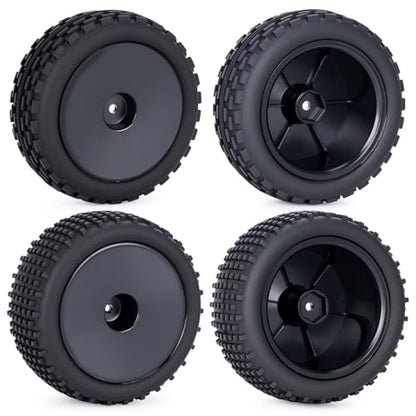 1/10 RC Buggy Tires 12mm Hex 4PCS for Serpent XRAY Tekno Yokomo Tamiya | Durable 1/10 off-road buggy tires & 12mm hex wheels.Upgrade Front and Rear Racing Tyres set.Great traction.