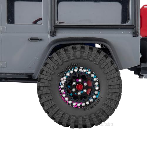RC 1.3 Beadlock Wheel Tires Set (4PCS) for 1/24 SCX24 1/18 TRX4M RC Crawler Car,Aluminum 1.3 Beadlock Wheels and Tires,Wheel Rim & Wheels Tire,Colorful - color: Colorful- (Rc Wheels Tires)