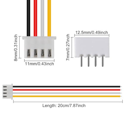 10Pairs JST-XH Connector Kit, XH 2.54mm 4 Pin Header Male and Female Connectors Plug Adapter with Flat Wire Cable 200mm 26AWG Compatible with JST XH (4P) - color: 4P