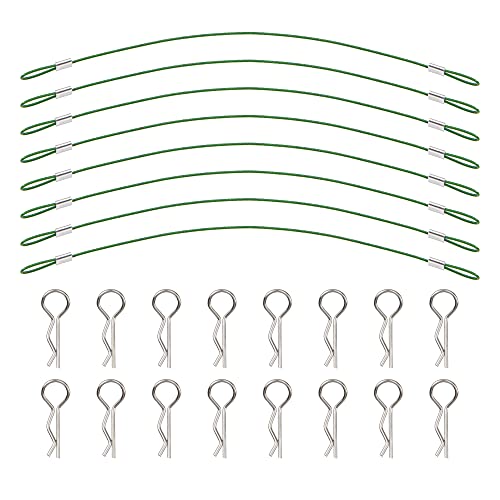 8Pack ShareGoo Metal Clip R Pin Rod with Steel Anti-Lost Rope RC Body Shell Clip Wire Compatible with 1/8 1/10 Traxxas HSP Arrma Axial Redcat RC Car Truck Crawler (Green) - color: Green