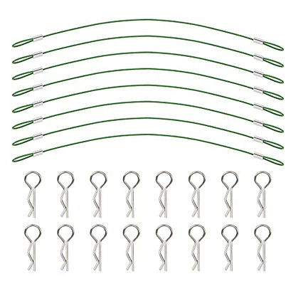 8Pack ShareGoo Metal Clip R Pin Rod with Steel Anti-Lost Rope RC Body Shell Clip Wire Compatible with 1/8 1/10 Traxxas HSP Arrma Axial Redcat RC Car Truck Crawler (Green) - color: Green