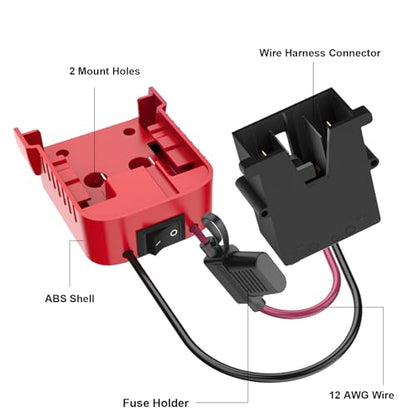 Ranoff Power Wheel Adapter 18V/20V Battery with Fuse & Wire terminals, Wheels Battery Conversion Kit Power Connector for DIY Ride On Truck, RC Car Toys and Robotics - size: for Milwaukee