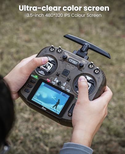 Jumper T15 2.4GHz ELRS Radio Transmitter with Nano Receiver,VS-M Hall Gimbal EdgeTX IPS Color Touchscreen Controller for FPV Drone/Fixed-Wing/Helicopter/Multirotor/RC Car Boat,Mode 2 (Charcoal)
