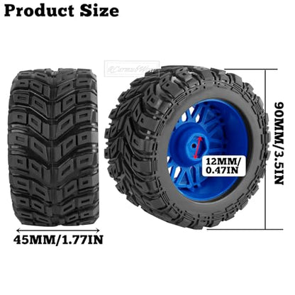 RC Wheels and Tires for 1/16 Scale,RCarmubWow Plastic Rim Rubber Tires for 1/16 Summit E-Revo Gorgon Grom,Mini Kraton 3S, M-J-X16207-16210, H-B-X16889 16890,S-C-Y16101-16106 RC Truck,Navy Blue&Red - color: Navy Blue W/Red(4pcs)