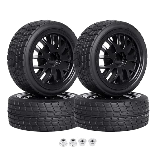 RC Wheel Tires Pre-Glued Tires and Wheels Set On Road RC for 1/10 Scale Racing Car Drift Touring | Colorful - color: Colorful
