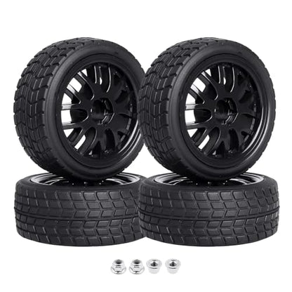 RC Wheel Tires Pre-Glued Tires and Wheels Set On Road RC for 1/10 Scale Racing Car Drift Touring | Colorful - color: Colorful