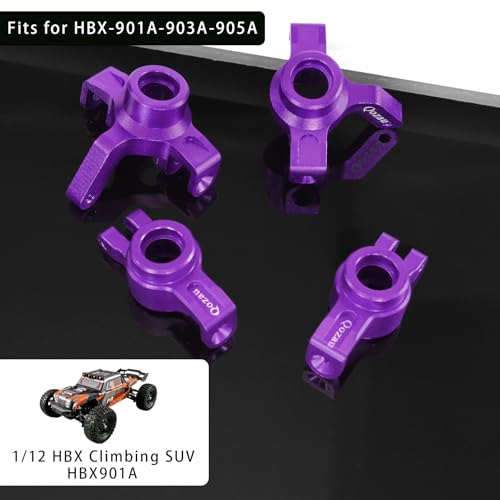 Aluminum Front Rear Suspension Arms Front Steering Knuckles Rear Hubs Kit for Haiboxing 1/12 RC Truck 903 903A 905 Upgrade Parts (Purple) - color: Purple