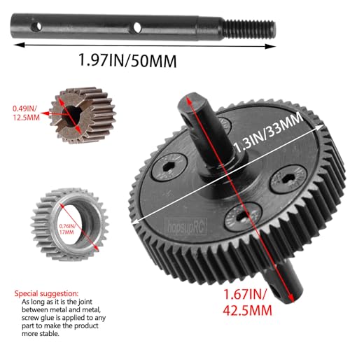 Steel Transmission Gear for Gearbox Transmission Gear Upgrades Part for 1/10 Slash 2WD(VXL),Rustler/Stampede/Bandit 2WD(VXL),Black