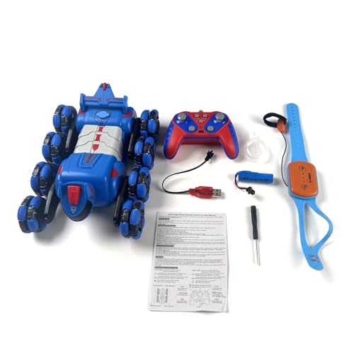 GoolRC 8WD Gesture Sensing RC Stunt Cars, Remote Control Robot Dog Toy for Teens, 2.4GHz Remote Control Car with Spray, Light and Music?Christmas Birthday Gift (Blue) - color: Blue