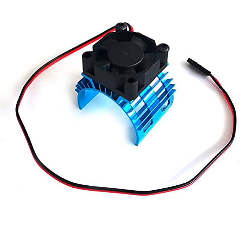 DEVMO Alloy Heat Sink Heatsink with 5V Cooling Fan for 1/10 Car 540 550 3650 Size Brushless Engine Motor Remote Control Car Truck Buggy Crawler Blue