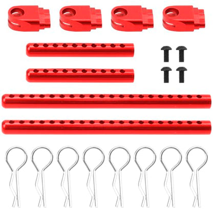 ShareGoo Metal RC Body Post Mounts Front Rear Body Holder Kit Compatible with Tamiya TT02 TT-02 1/10 RC Upgrade Parts (Red) - color: Red