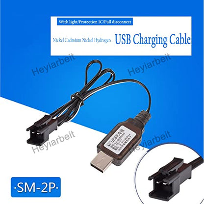 Heyiarbeit SM-2P Positive USB Charging Cable for RC Car 4.8 V 250mA Ni-MH Ni-CD Battery 2pcs - size: SM-2P 2Pcs