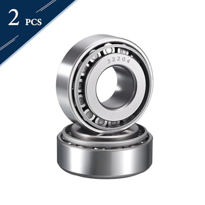 2 Pack 32204 Tapered Roller Bearing Cone and Cup Set | 20mm Bore 47mm OD 19.25mm Cup Width, Chrome Steel Taper Bearings Set, ABEC-3 - size: 32204