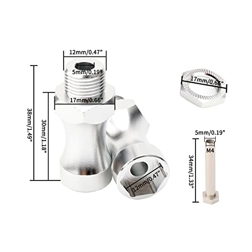 4 Pack Aluminum 12mm to 17mm Wheel Hex Hub Conversion Adapter Widener for 1/8 1/10 RC Car Upgrade Parts, Silver - color: Silver