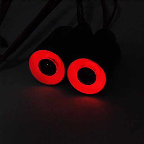 MOHERO 2 LEDs Angel Eyes & Demon Eyes LED Light Headlights for 1/10 RC Model Crawler Cars Headlamps (Red+Yellow, 22mm) - color: Red+Yellow, size: 22mm