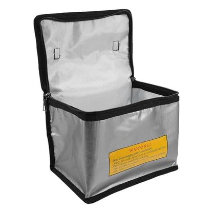 BESTYASH Explosion-Proof Lithium Battery Storage Bag with Protective Compartment for Rc Cars and Drones, Fire-Resistant Silver Pouch for Safe Transport and Charging
