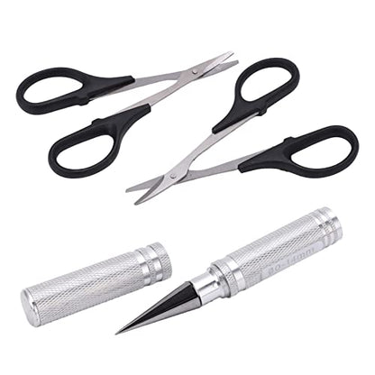 0-14mm RC Body Reamer Hole Puncher with Sleeve & Curved Scissors Tool Drills Set for RC Body Shell (Silver) - color: Silver