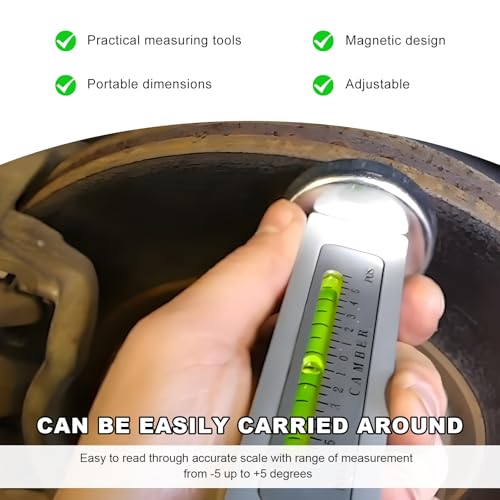 Adjustable Magnetic Gauge Tool, Automotive Camber Castor Strut Wheel Alignment Tool for Tire Repair, Universal Caster Pillar Tire Gauge Tool for Most Cars Trucks RVs