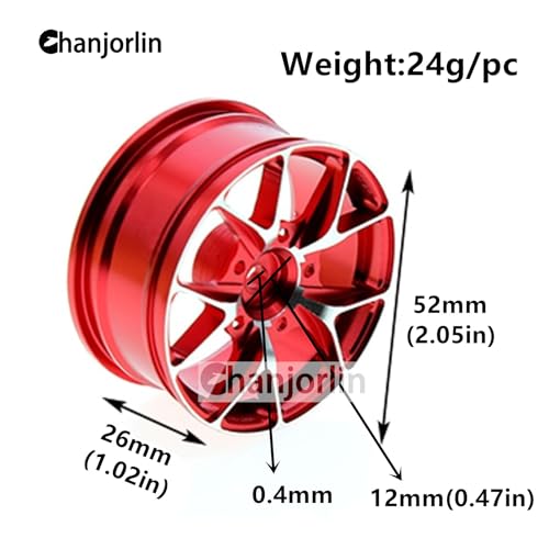 1/10 On Road Drift Wheels Rims Hex 12mm RC Aluminum Alloy Rally Racing Hubs for 1:10 Scale Touring Street Car Tires Tamiya TT01 TT02 HSP 2S 3S Brushless HPI KYOSHO XV02 XV01 4PCS (Gold) - color: Gold