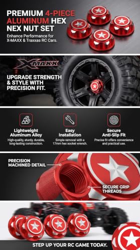 17mm Hex Wheel Nut, Aluminum Alloy Lightweight Durable RC Car Wheel Nut Set of 4 for RC Enthusiasts Hobbyists Racing Off-Road Vehicles