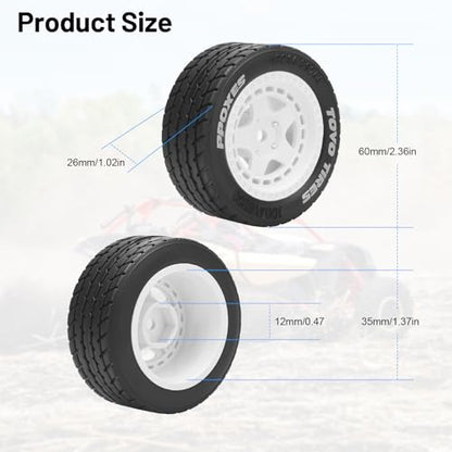 1/14 RC Car On-Road Drift Tires, daitoku 12mm Hex RC Racing Tires for Tamiya M08/05/06 MF-01X - Style B (White) - style: Style B