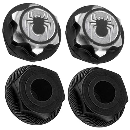 17mm Wheel Hex Cover Lock Anti-Skid Dust Nut & 17mm Wheel Hex Hubs Tires Adapter Compatible with Traxxas HPI HSP Losi Axial Kyosho Tamiya Redcat Himoto 1/8 RC Car (Black) - color: Black