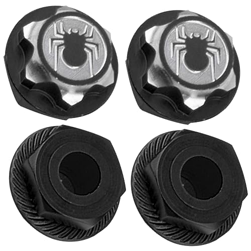 17mm Wheel Hex Cover Lock Anti-Skid Dust Nut & 17mm Wheel Hex Hubs Tires Adapter Compatible with Traxxas HPI HSP Losi Axial Kyosho Tamiya Redcat Himoto 1/8 RC Car (Black) - color: Black