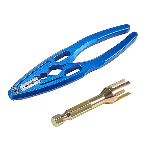 AMK RC Tool Kit Link Rod Ends Assembly 6.35mm Hex Bit Linkages Ball Joint Installing Equipment Shock Clamp 1/10 Scale Accessories for Axial SCX10 TRX4 (Blue+Golden) - color: Blue+golden