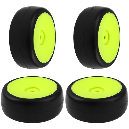 Plastic Wheel Rims 12mm Hex Hub & Rubber Tires w/Foam Compatible with HSP Tamiya HPI Kyosho 1/10 On-Road Touring Car WLtoys 1/14 144001 RC 1/18 A959B Buggy (Green) - color: Green