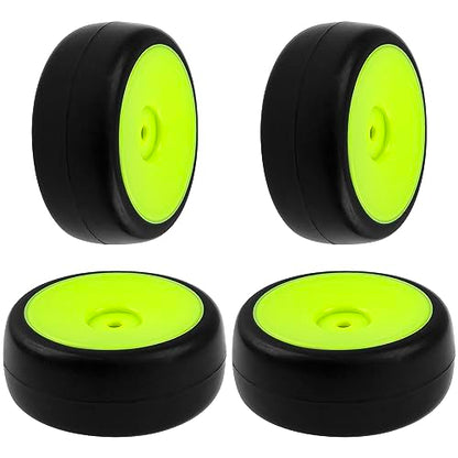 Plastic Wheel Rims 12mm Hex Hub & Rubber Tires w/Foam Compatible with HSP Tamiya HPI Kyosho 1/10 On-Road Touring Car WLtoys 1/14 144001 RC 1/18 A959B Buggy (Green) - color: Green