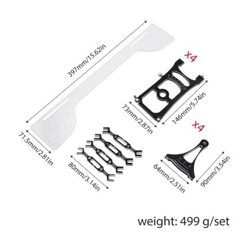 harayaa Off Road Chassis Setup System Set RC Car Aluminum Alloy Setup Gauge Tool Alignment Adjustment Ruler Multifunctional Camber Toe Slip Suitable, with Wrench - color: With Wrench