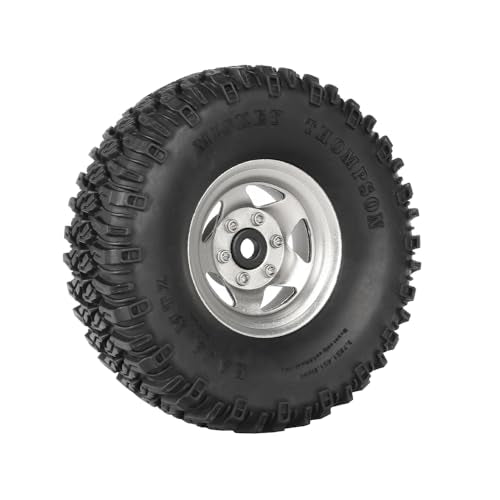 4PCS 1.55 Inch Aluminum Alloy 5Spoke Beadlock Wheel Rim Tyre and 95mm Rubber Tires Set for 1/10 RC Rock Crawler Car Upgrade Parts for Tamiya Axial AX90069 D90 TF2 CC01 LC70(A-Silver) - color: A-silver