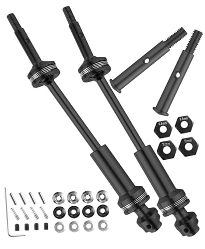 Upgrades Part Rear Drive Shaft CVD & Front Axles for 1/10 Rustler VXL 2WD,Stampede VXL 2WD,Slash VXL 2WD,Hoss VXL 2WD,Stainless Steel #45 Drive Shaft with Hex,Black - style: Black (for 2wd)