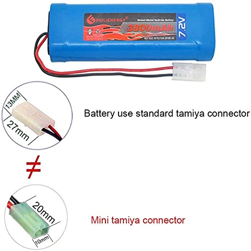 7.2V 3800mAh High Capacity 6-Cell NiMH Flat Battery Pack, Replacement Hobby Battery for RC Car, RC Truck, RC Boat with Standard Tamiya Connector (1Pack) - color: 1 PACK 7.2V 3800mAh Battery