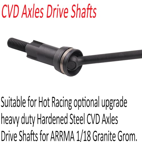 Steel Universal Front and Rear CVD Axles Drive Shafts Set with Aluminum 7075 Wheel Hex Upgrade Parts for Arrma 1/18 Granite Grom Mega 380 Brushed 4x4 Monster Truck RTR, Black (4PCS) - color: Front-rear Cvd- Black