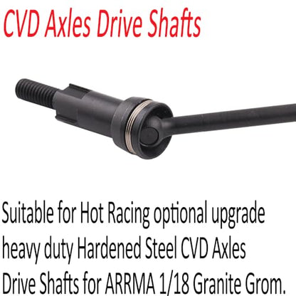 Steel Universal Front and Rear CVD Axles Drive Shafts Set with Aluminum 7075 Wheel Hex Upgrade Parts for Arrma 1/18 Granite Grom Mega 380 Brushed 4x4 Monster Truck RTR, Black (4PCS) - color: Front-rear Cvd- Black