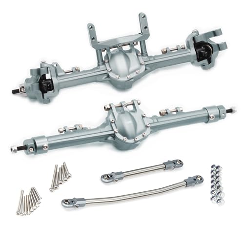 Aluminum Front & Rear Axles CNC Complete Axle Set for 1/10 RC Crawler Car Axial SCX10 II RGT 86100 Redcat GEN8 Element Enduro CC01 (Gray Front Rear Axle) - color: Gray Front Rear Axle